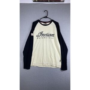 Indian Motorcycle Shirt Mens XL White Long Sleeve Raglan Graphic Tee T-Shirt